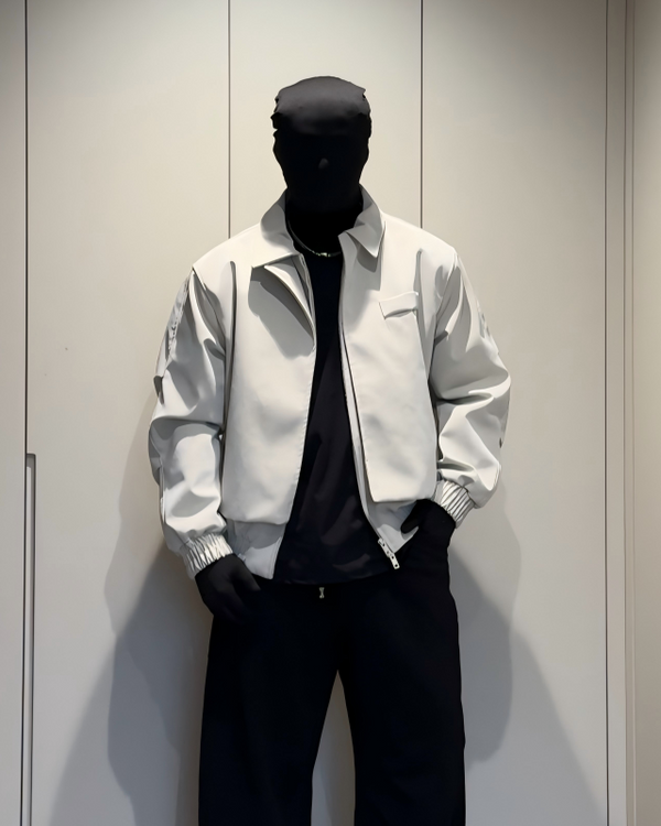BRYNOR Cropped Boxy Stand Collar Minimalist Workwear Jacket product photo