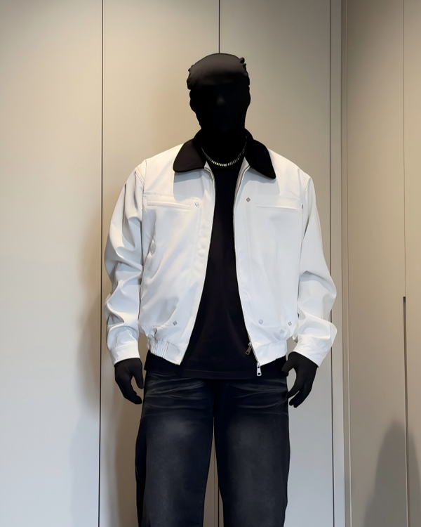 BRYNOR Contrast Shearling Collar Washed Workwear Jacket product photo