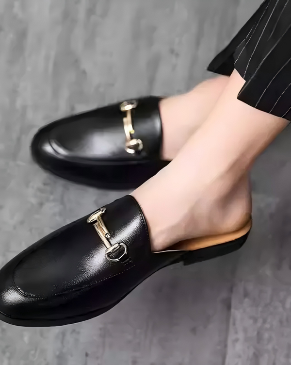 BRYNOR Black Leather Slip-On Loafer Shoes footwear product photo