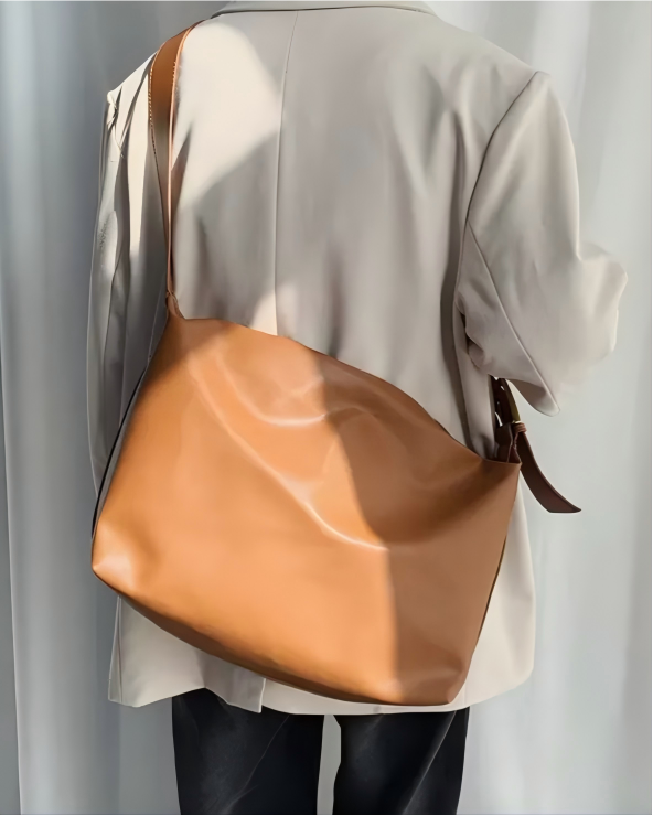 BRYNOR Oversized Tan Leather-Look Crossbody and Shoulder Bag product photo