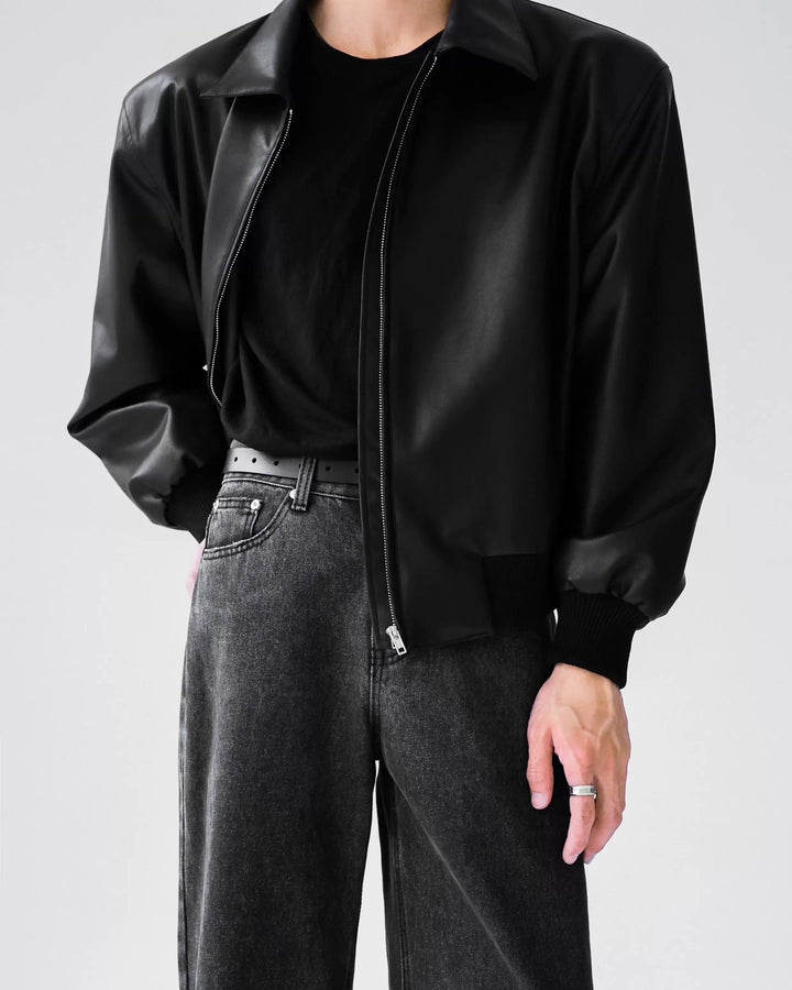 Back view of Minimalist Leather Jacket