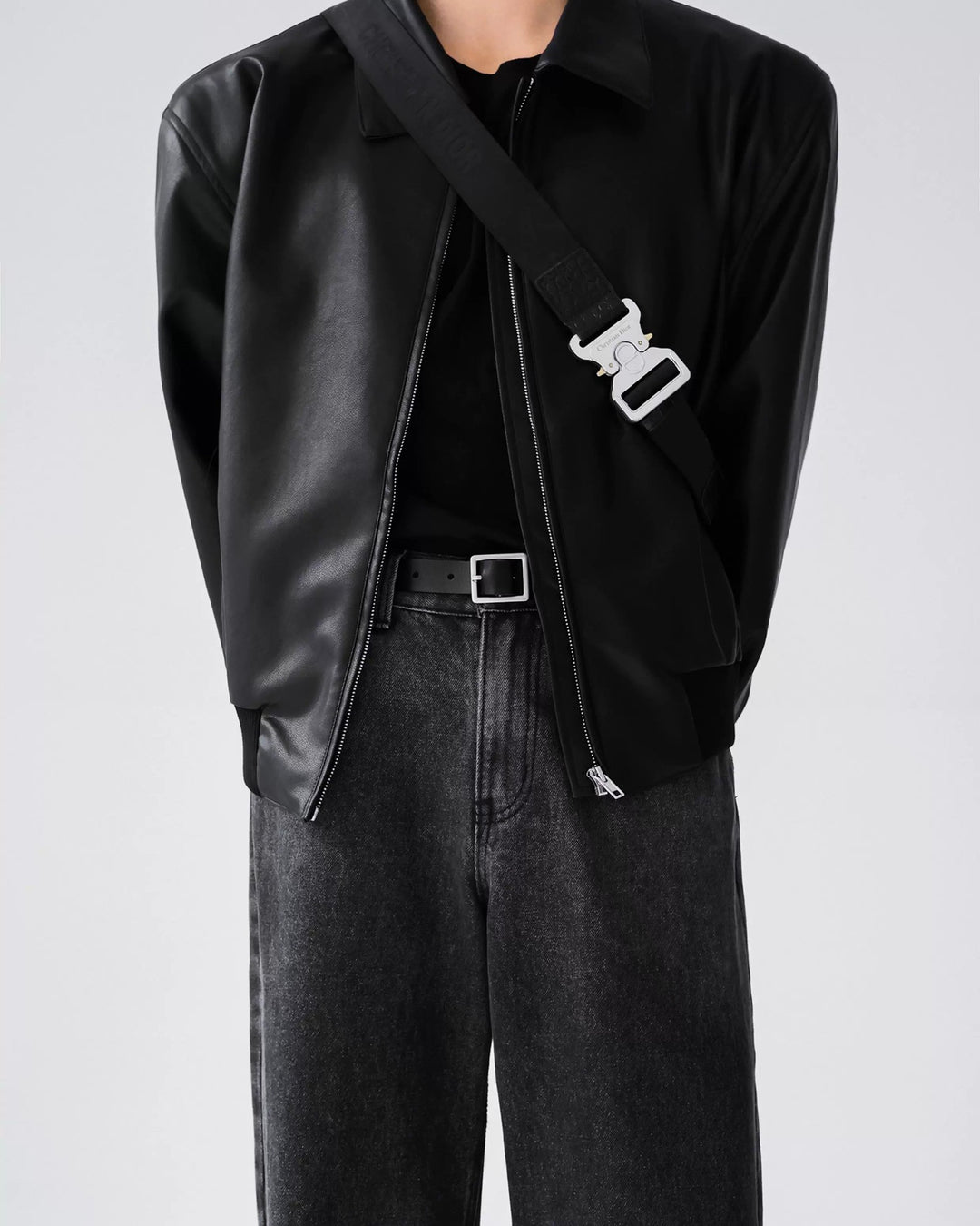 Lifestyle styling view of Minimalist Leather Jacket