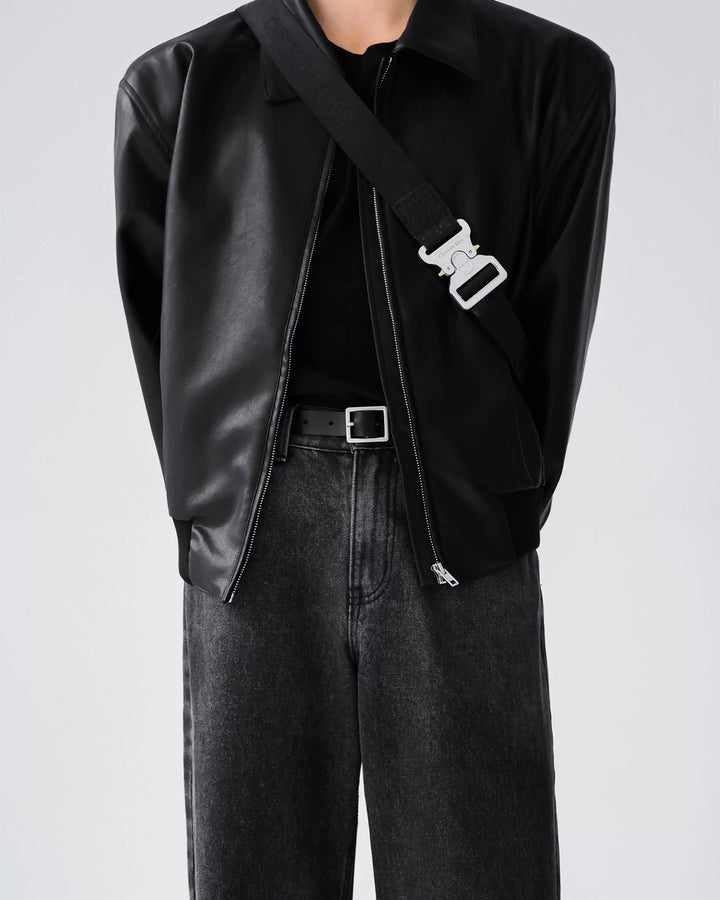 Lifestyle styling view of Minimalist Leather Jacket