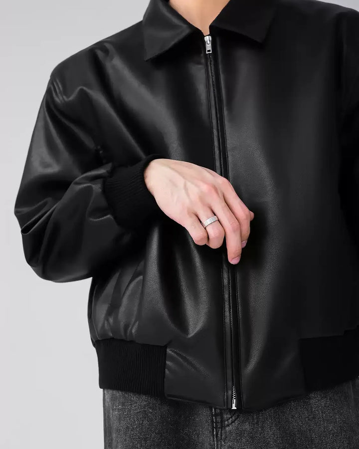 Front view of Minimalist Leather Jacket