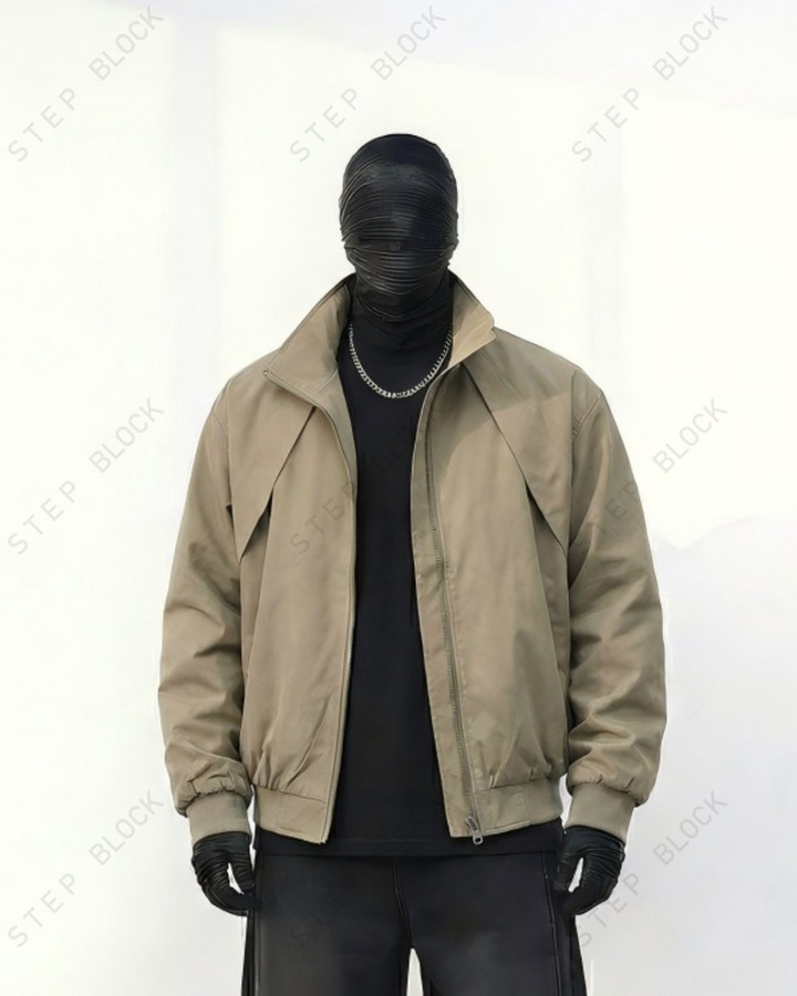 STEP BLOCK ST038 Minimalist Stand Collar Oversized Bomber Jacket