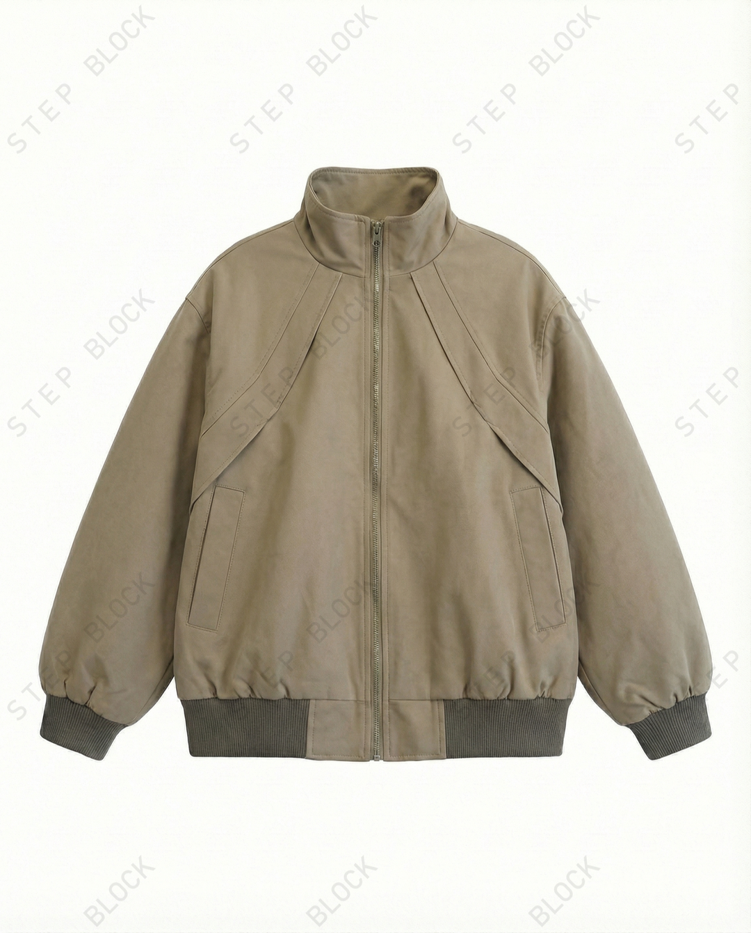 STEP BLOCK ST038 Minimalist Stand Collar Oversized Bomber Jacket