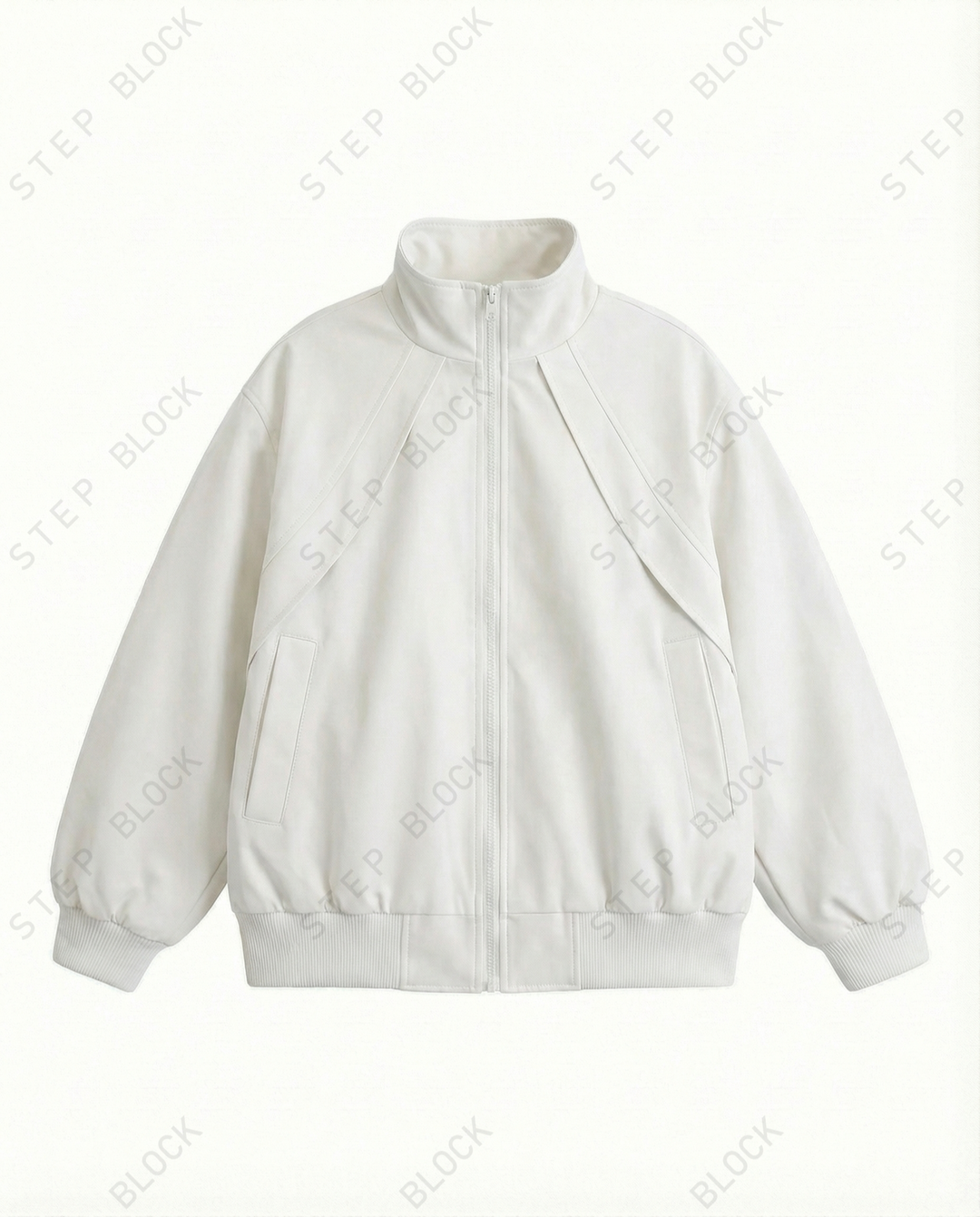 STEP BLOCK ST038 Minimalist Stand Collar Oversized Bomber Jacket