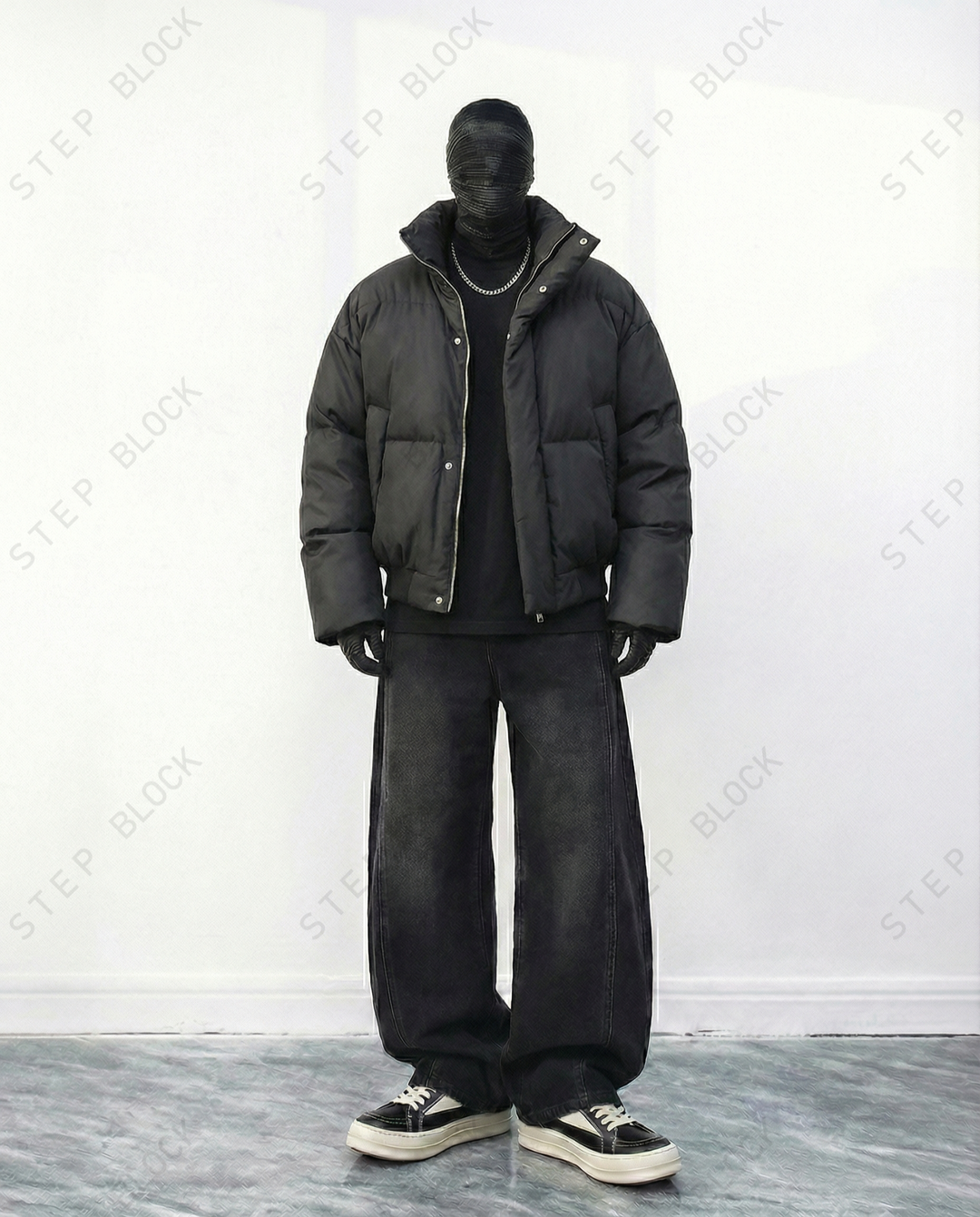 STEP BLOCK ST030 Oversized Stand Collar Puffer Jacket