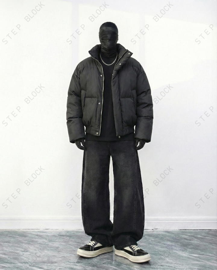 STEP BLOCK ST030 Oversized Stand Collar Puffer Jacket