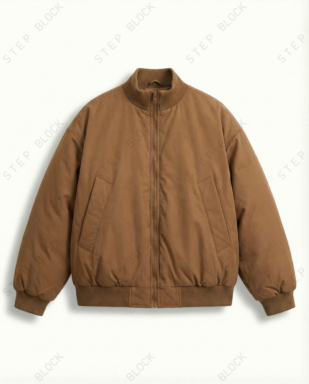 STEP BLOCK ST021 Oversized Stand Collar Padded Bomber Jacket