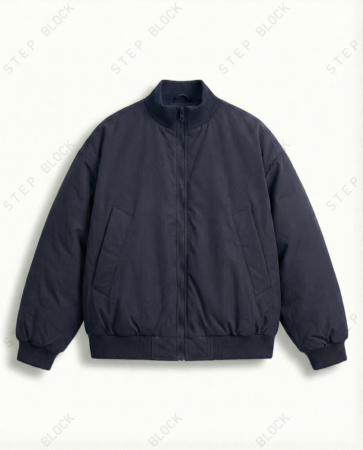 STEP BLOCK ST021 Oversized Stand Collar Padded Bomber Jacket