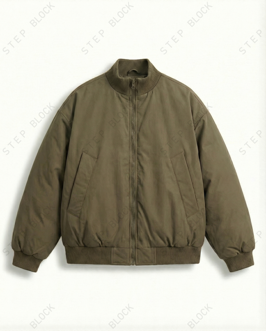 STEP BLOCK ST021 Oversized Stand Collar Padded Bomber Jacket