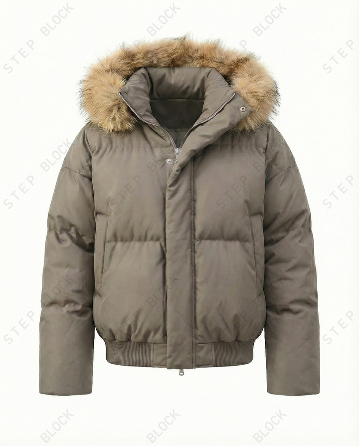 STEP BLOCK ST020 Oversized Fur Hooded Puffer Jacket