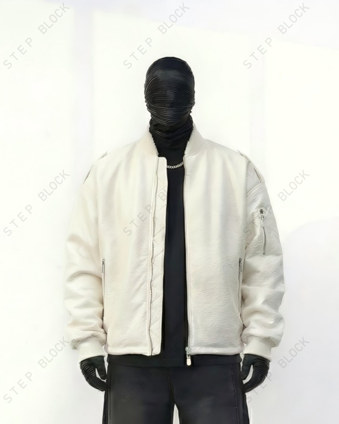 STEP BLOCK ST032 Reversible Faux Shearling Oversized Bomber Jacket