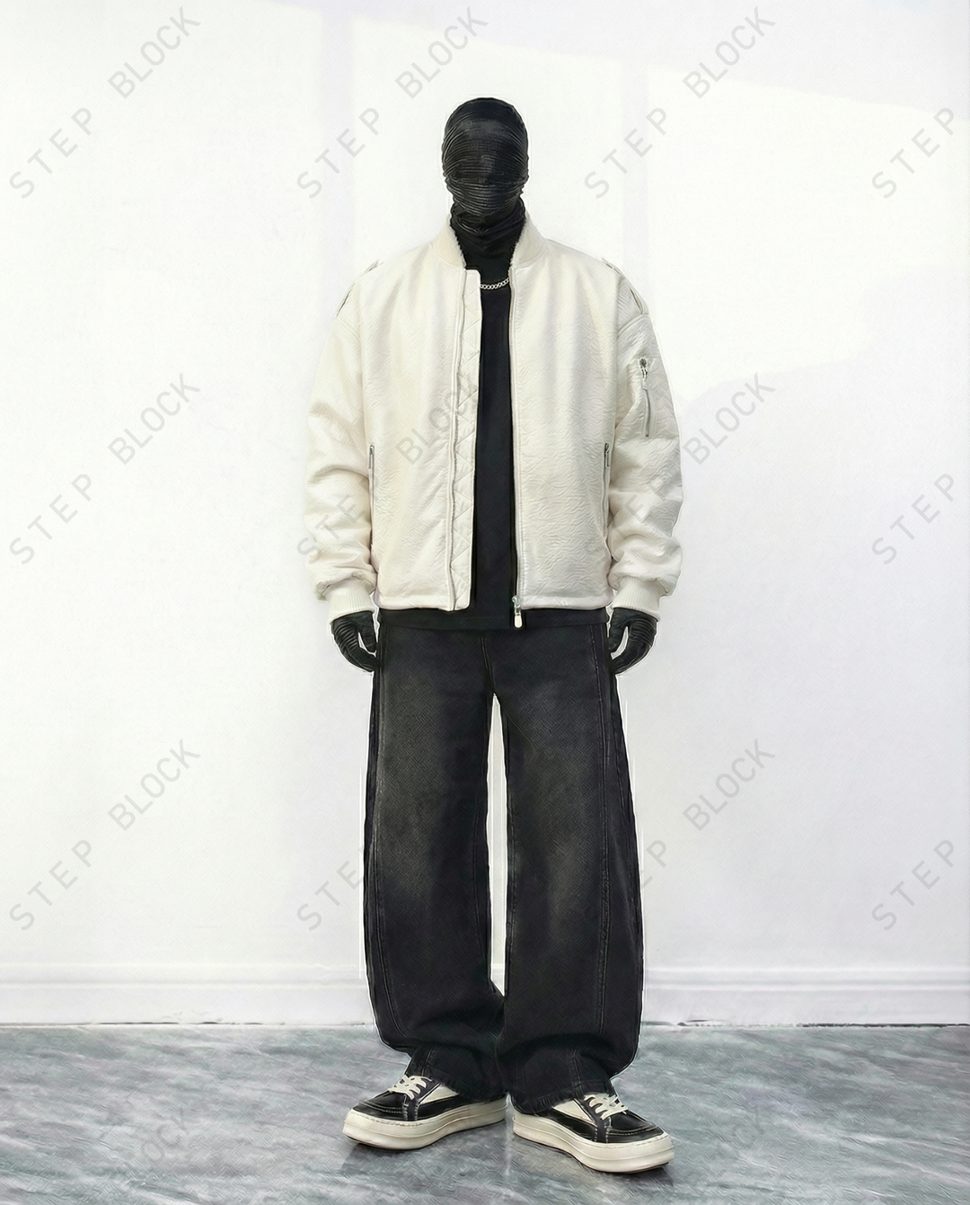 STEP BLOCK ST032 Reversible Faux Shearling Oversized Bomber Jacket