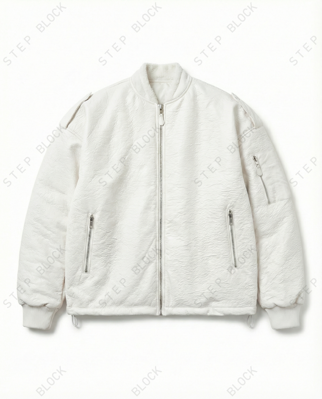 STEP BLOCK ST032 Reversible Faux Shearling Oversized Bomber Jacket