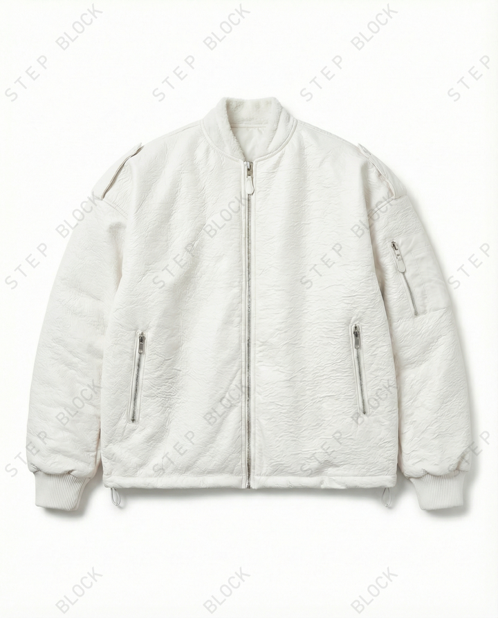 STEP BLOCK ST032 Reversible Faux Shearling Oversized Bomber Jacket