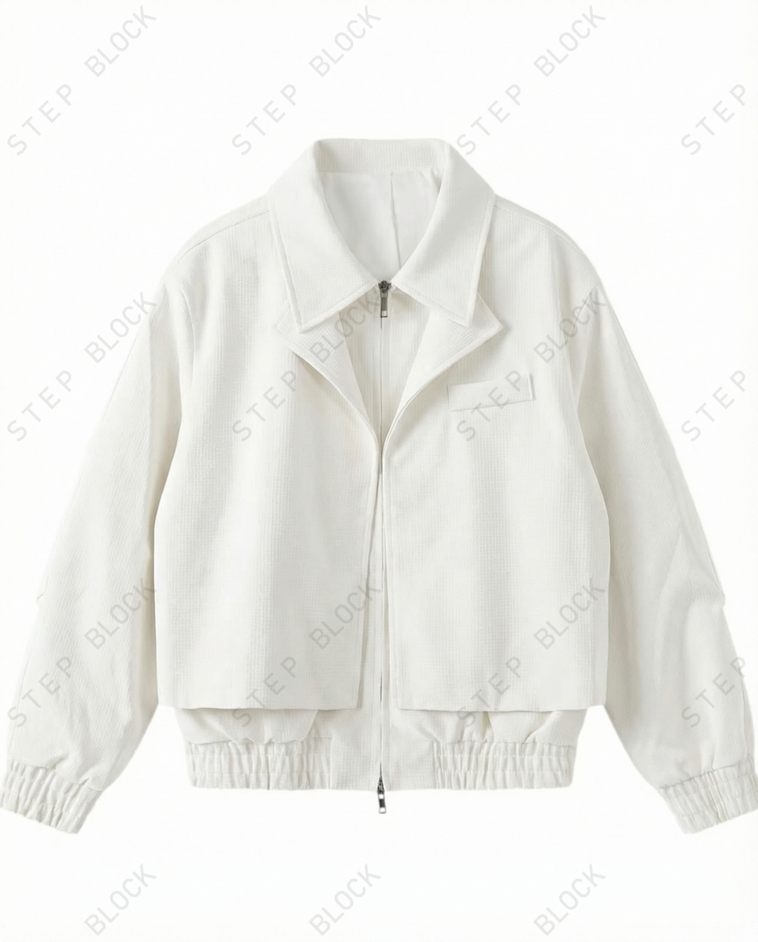 STEP BLOCK ST061 Cropped Boxy Stand Collar Minimalist Workwear Jacket