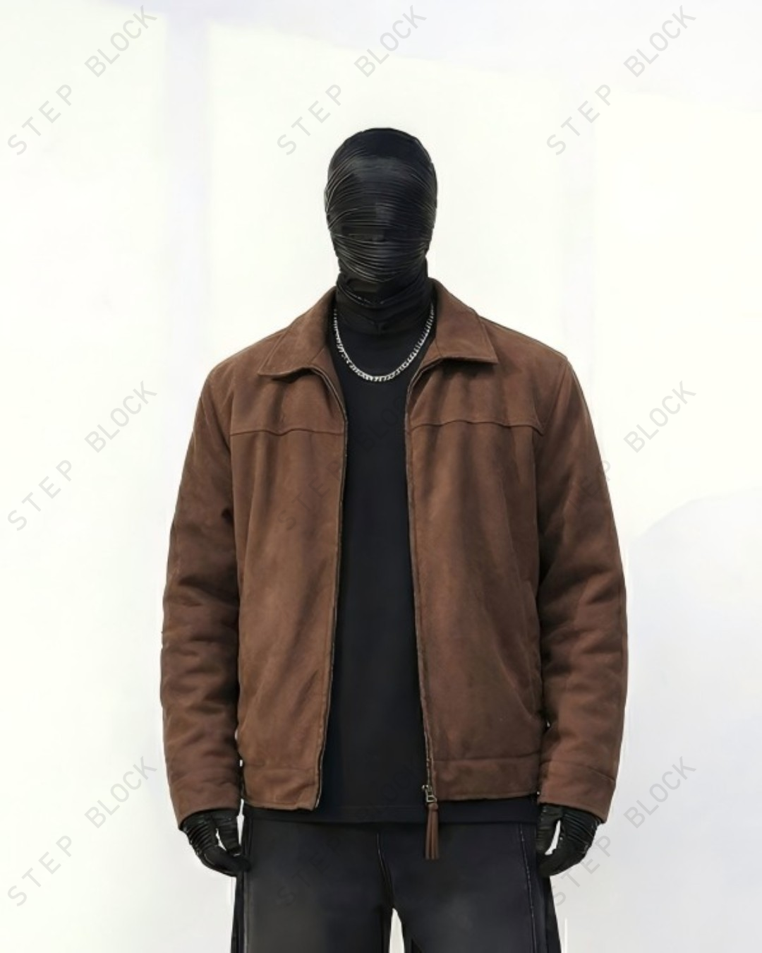 STEP BLOCK ST026 Washed Suede-Like Stand Collar Oversized Workwear Jacket