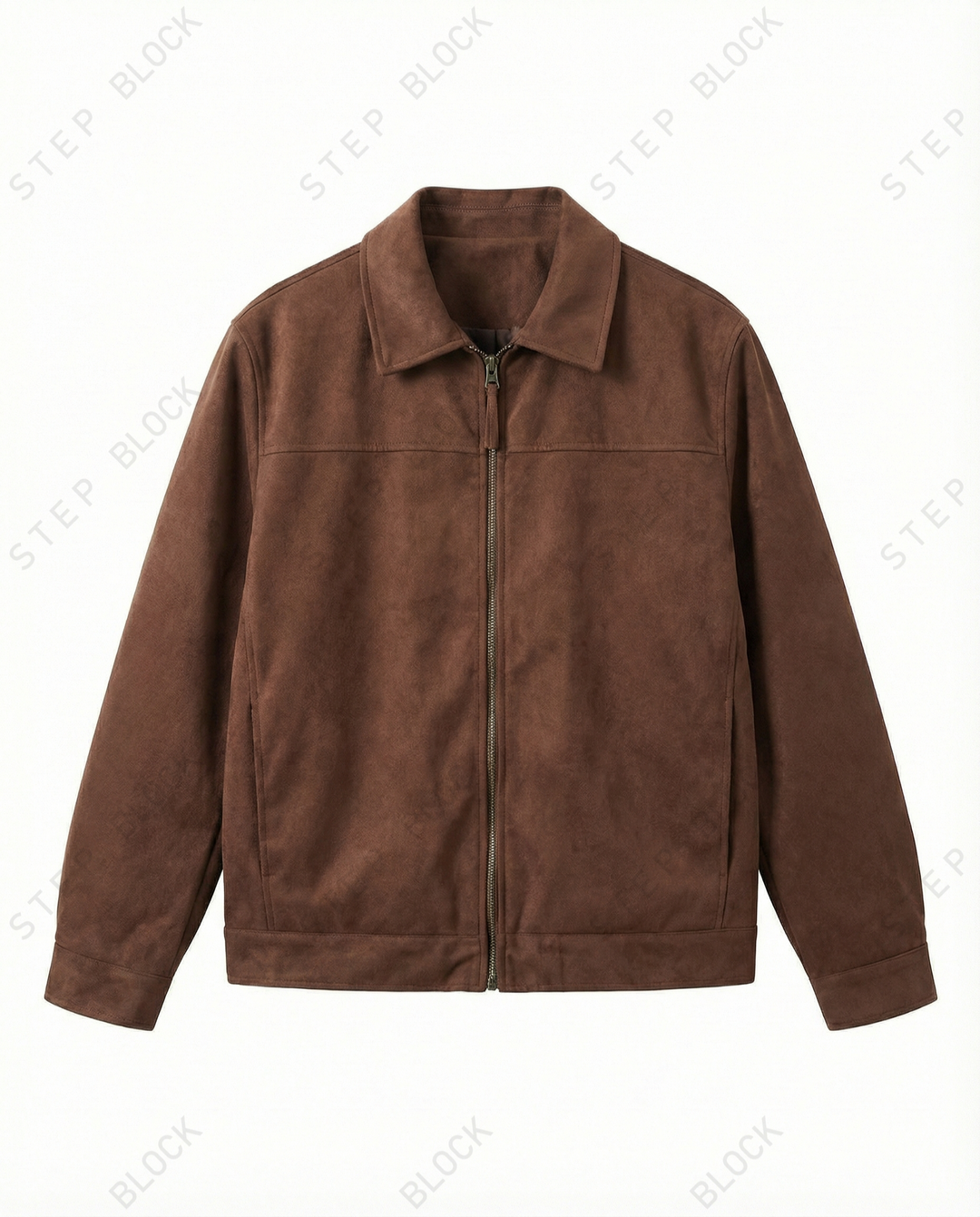 STEP BLOCK ST026 Washed Suede-Like Stand Collar Oversized Workwear Jacket