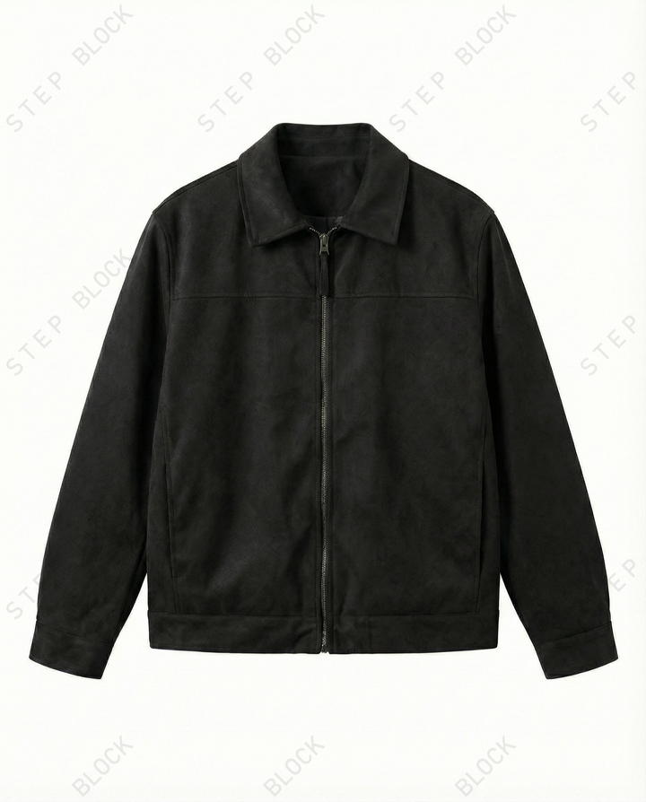 STEP BLOCK ST026 Washed Suede-Like Stand Collar Oversized Workwear Jacket