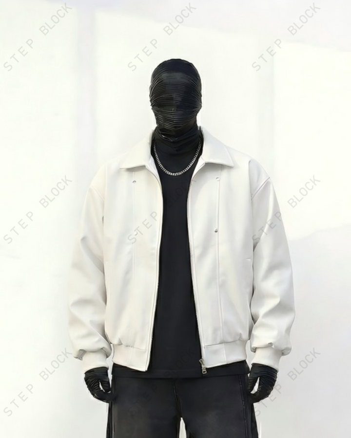 STEP BLOCK ST024 Minimalist Stand Collar Oversized Bomber Jacket