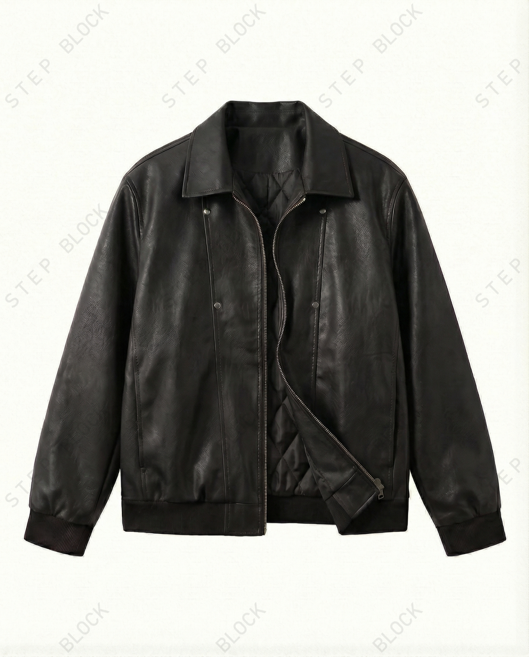 STEP BLOCK ST024 Minimalist Stand Collar Oversized Bomber Jacket