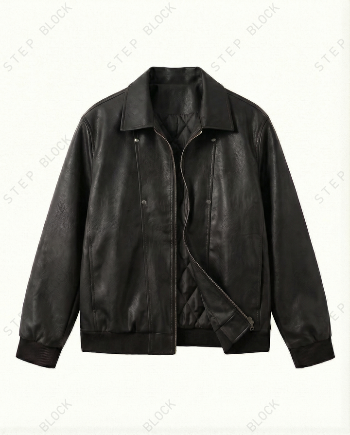 STEP BLOCK ST024 Minimalist Stand Collar Oversized Bomber Jacket