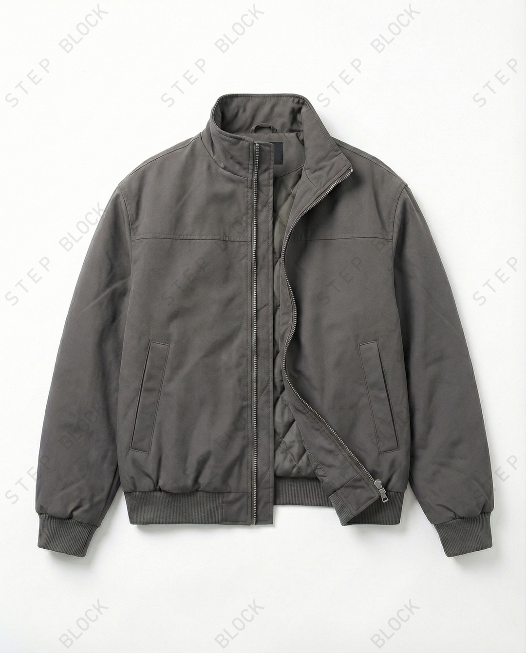 STEP BLOCK ST033 Minimalist Stand Collar Oversized Bomber Jacket