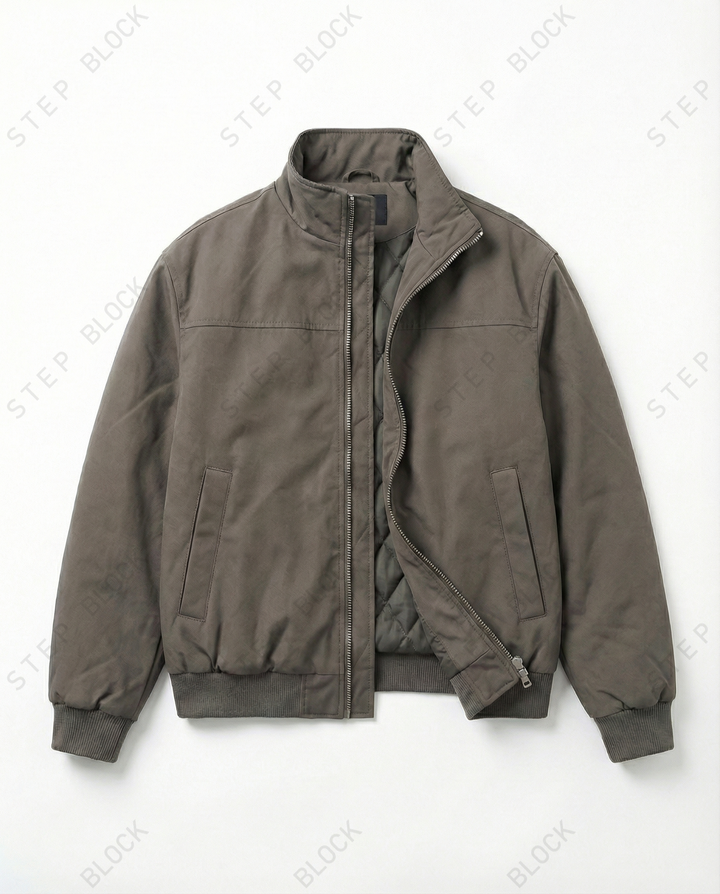 STEP BLOCK ST033 Minimalist Stand Collar Oversized Bomber Jacket