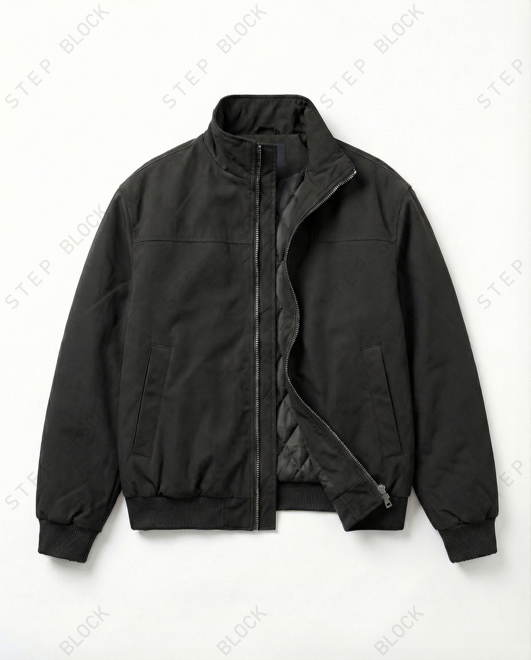 STEP BLOCK ST033 Minimalist Stand Collar Oversized Bomber Jacket