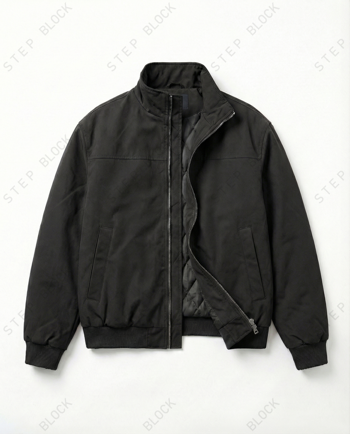 STEP BLOCK ST033 Minimalist Stand Collar Oversized Bomber Jacket