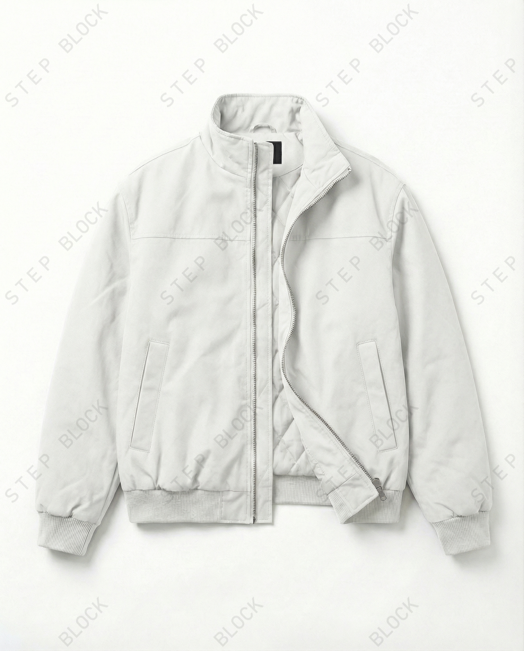 STEP BLOCK ST033 Minimalist Stand Collar Oversized Bomber Jacket