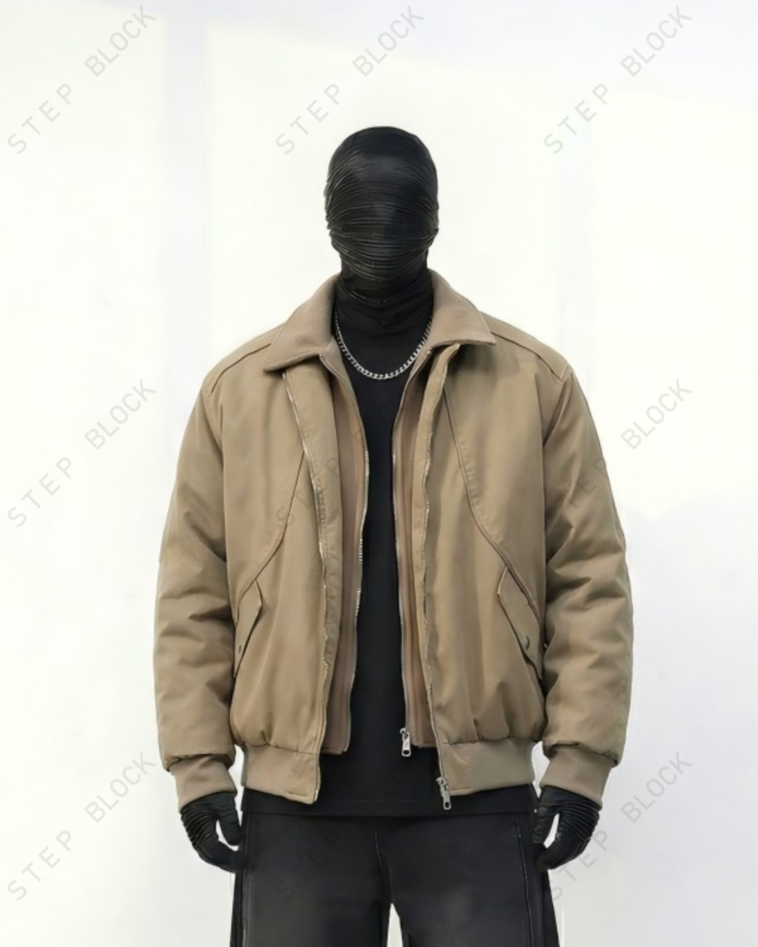 STEP BLOCK ST045 Shearling Collar Water-Resistant Workwear Bomber Jacket