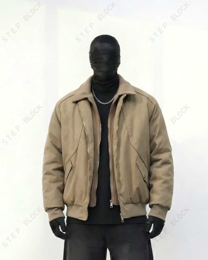 STEP BLOCK ST045 Shearling Collar Water-Resistant Workwear Bomber Jacket