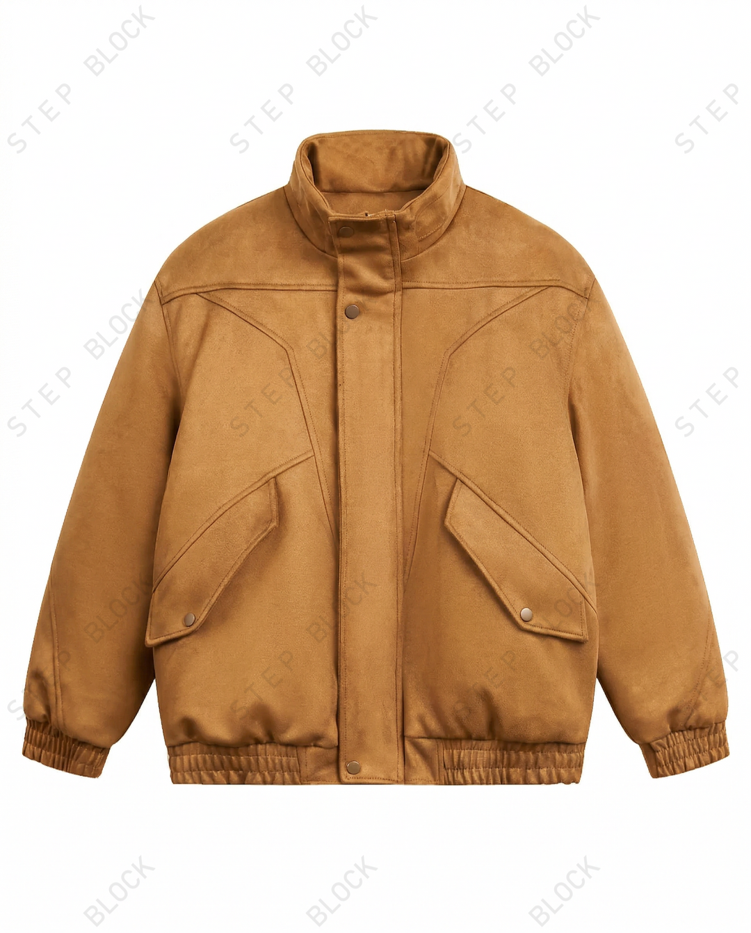 STEP BLOCK ST025 Washed Stand Collar Oversized Bomber Jacket