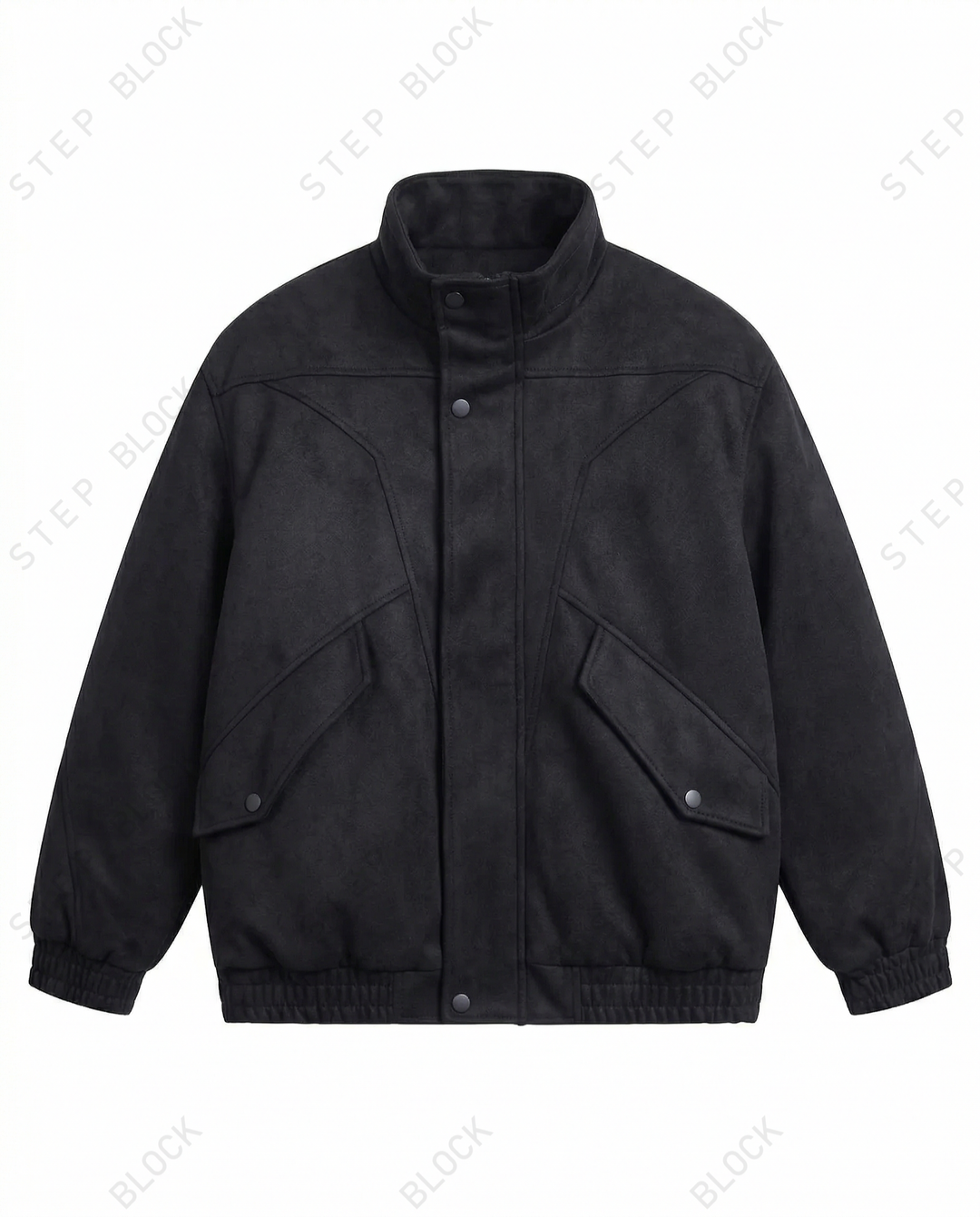 STEP BLOCK ST025 Washed Stand Collar Oversized Bomber Jacket