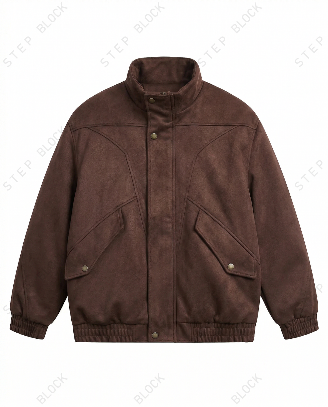 STEP BLOCK ST025 Washed Stand Collar Oversized Bomber Jacket