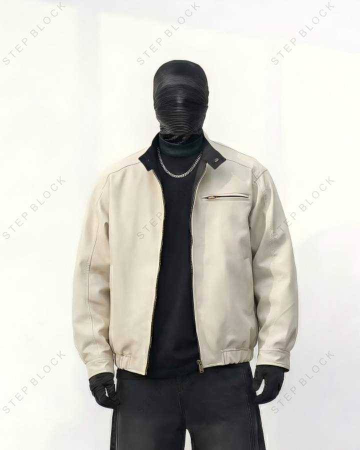STEP BLOCK ST007 Ribbed Collar Minimalist Harrington Style Zip-Up Jacket