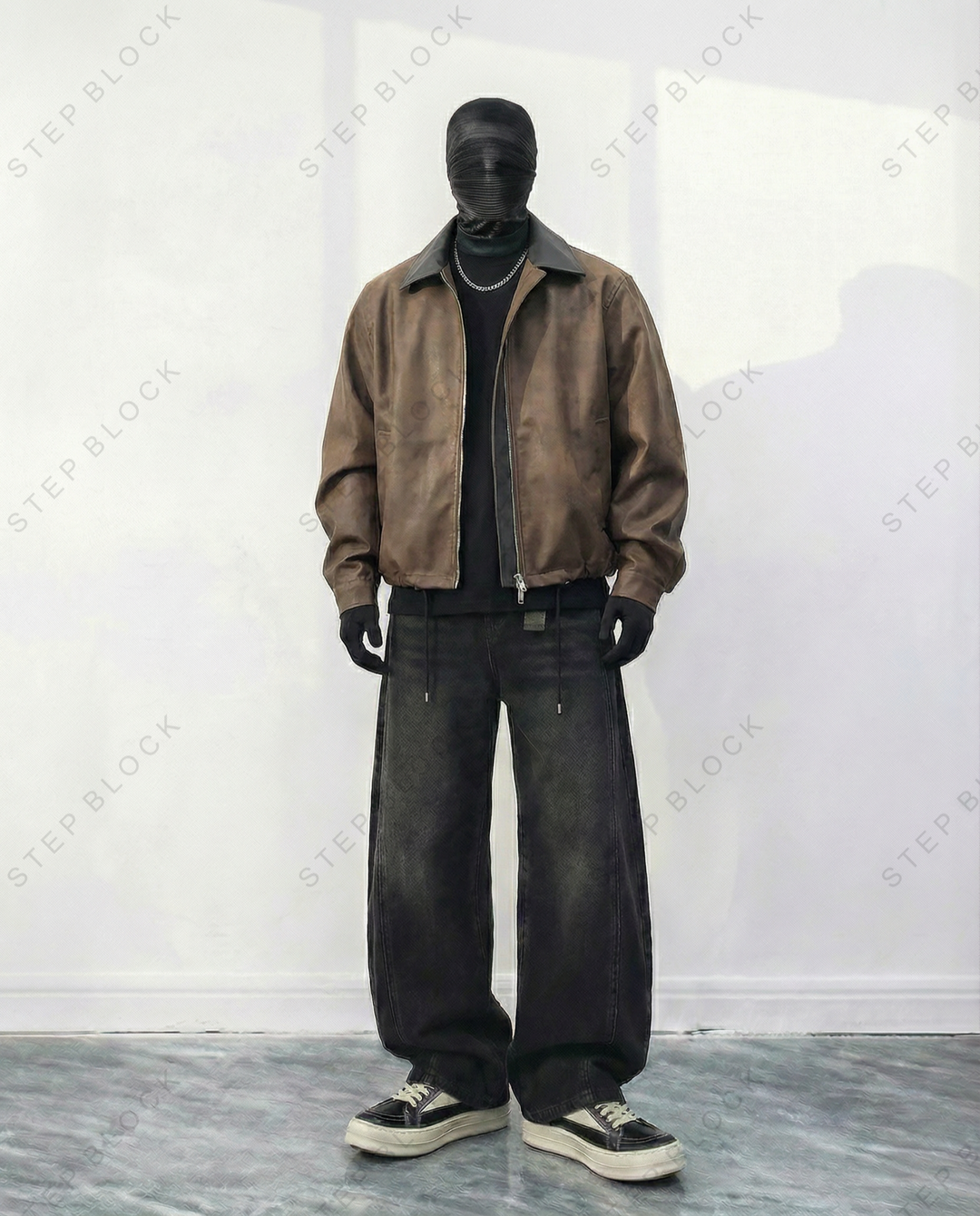 STEP BLOCK ST011 Contrast Collar Washed Workwear Jacket