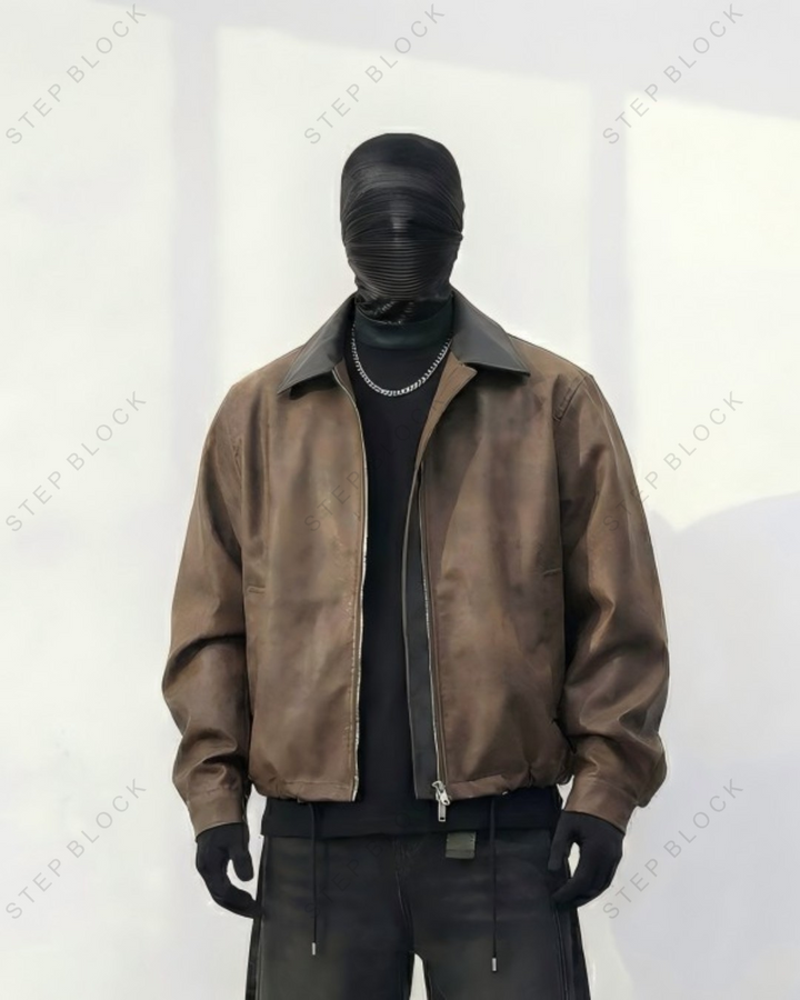 STEP BLOCK ST011 Contrast Collar Washed Workwear Jacket