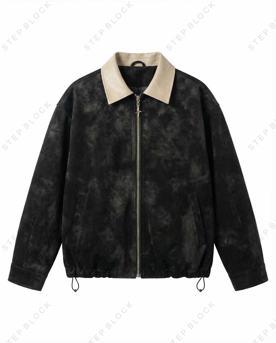 STEP BLOCK ST016 Contrast Collar Harrington Style Zip-Up Jacket