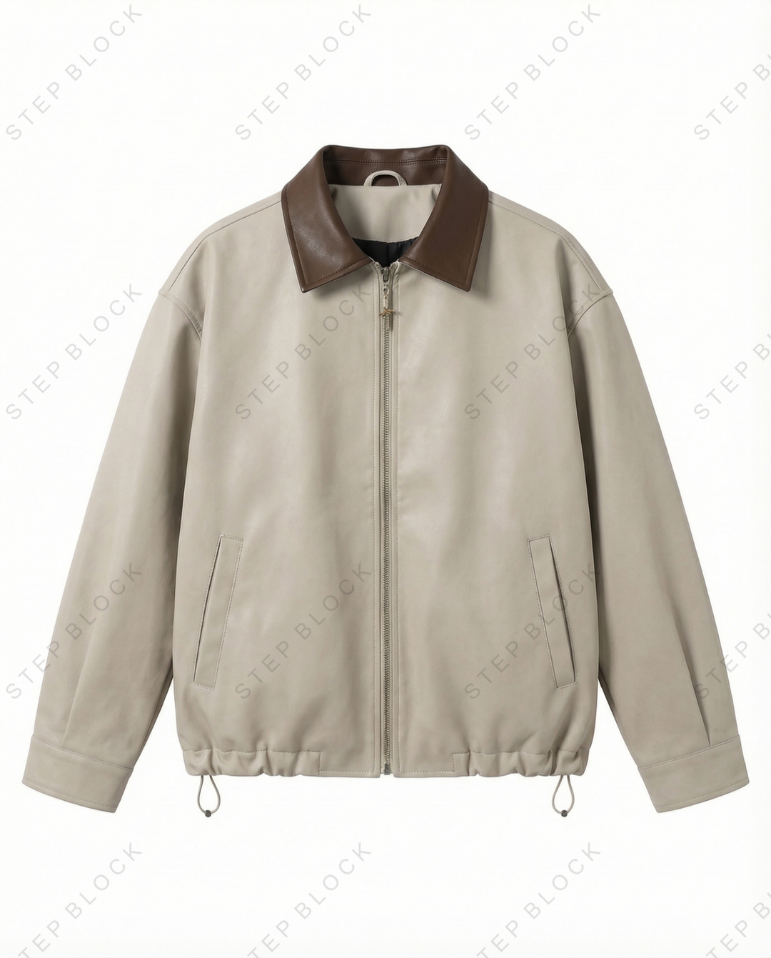 STEP BLOCK ST016 Contrast Collar Harrington Style Zip-Up Jacket
