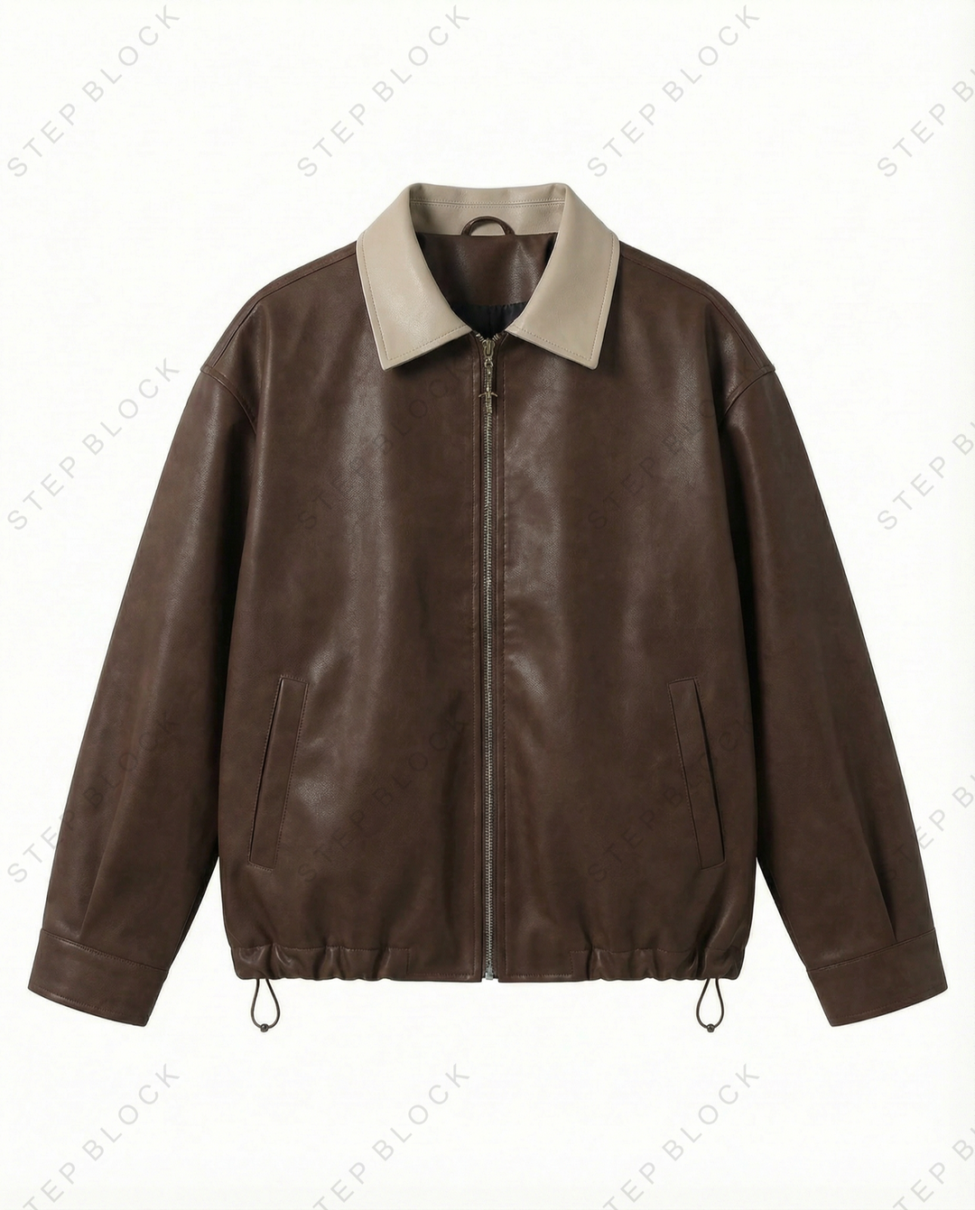 STEP BLOCK ST016 Contrast Collar Harrington Style Zip-Up Jacket