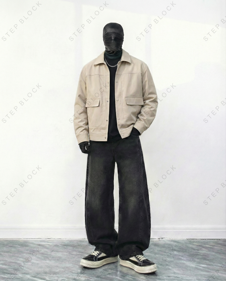STEP BLOCK ST017 Workwear Utility Pocket Collared Jacket