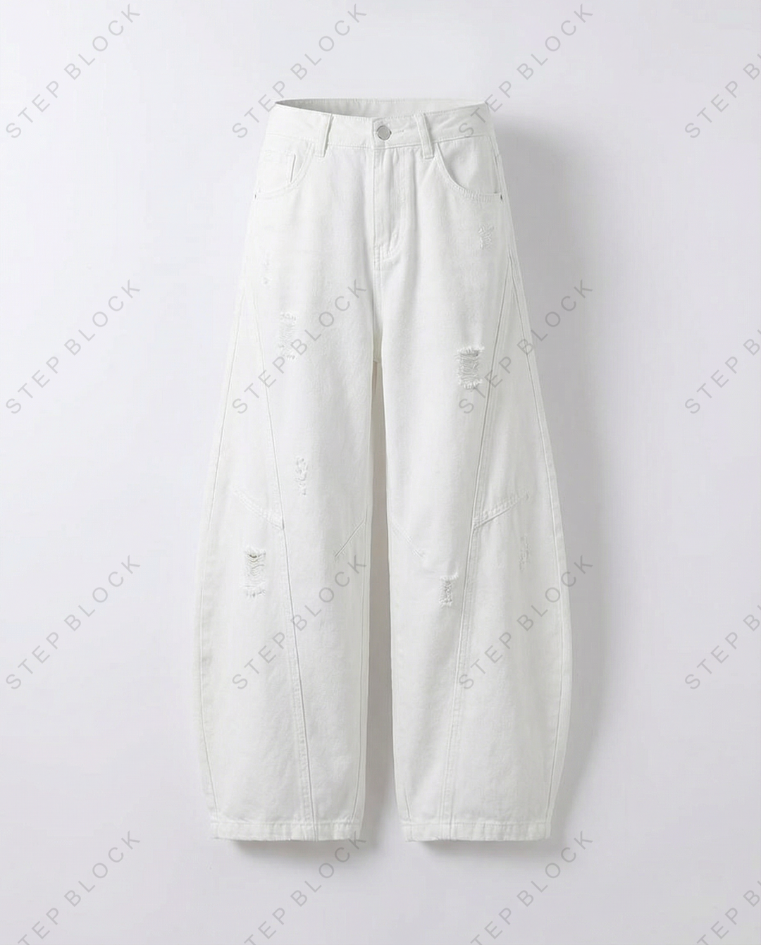 STEP BLOCK MT055 vintage washed distressed baggy jeans