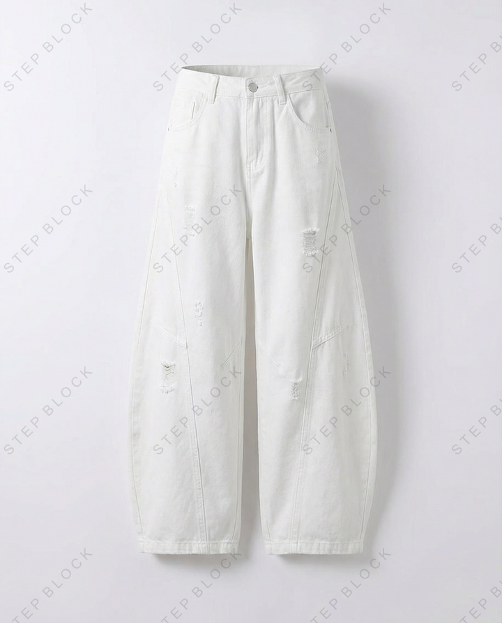 STEP BLOCK MT055 vintage washed distressed baggy jeans