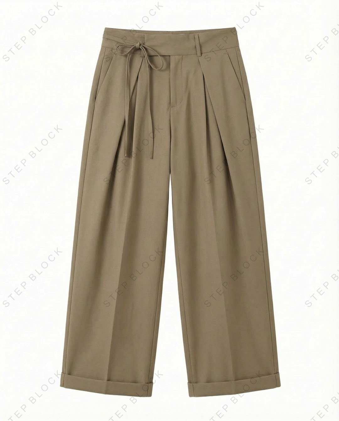 STEP BLOCK MT028 minimalist pleated wide-leg drape casual pants