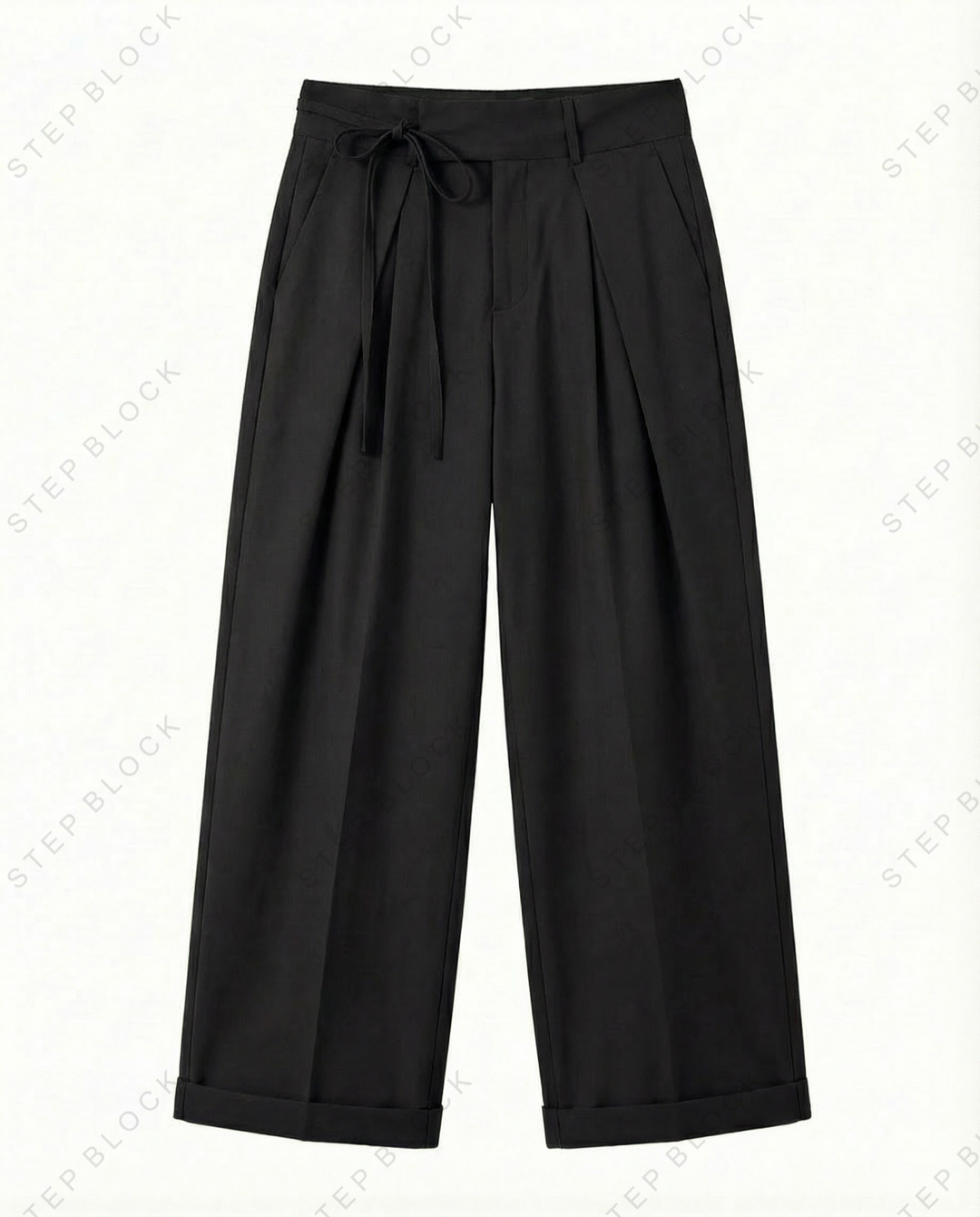 STEP BLOCK MT028 minimalist pleated wide-leg drape casual pants