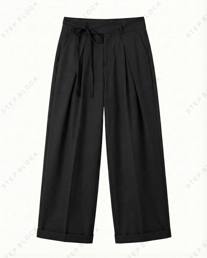 STEP BLOCK MT028 minimalist pleated wide-leg drape casual pants